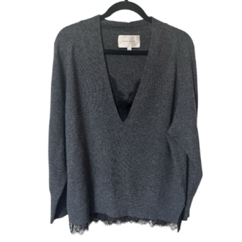 Brochu Walker The Lace Vee Looker Pullover Sweater Wool/Cashmere Lace Large